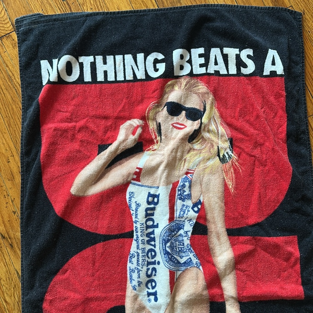 BUDWEISER ICONIC 1992 Budweiser Babe Blonde Beach Towel VTG